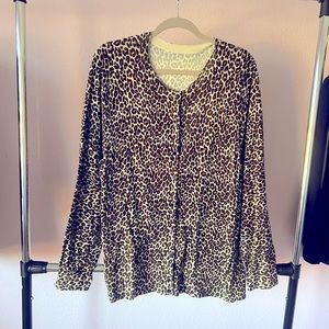 Cheetah print button up sweater. No tags